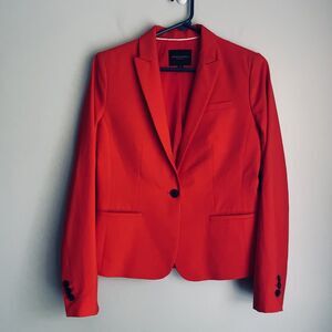 Banana Republic Marzotto Italian Wool Blazer Size 2 Red Single Button Washable